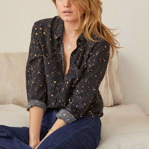 Sezane star print silk button down